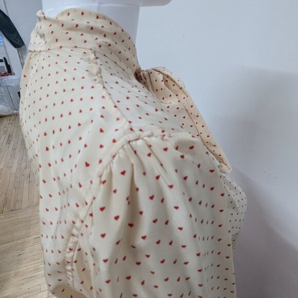 Vintage Saint Laurent red and white heart blouse with scarf long pleated skirt - Picture 9 of 11